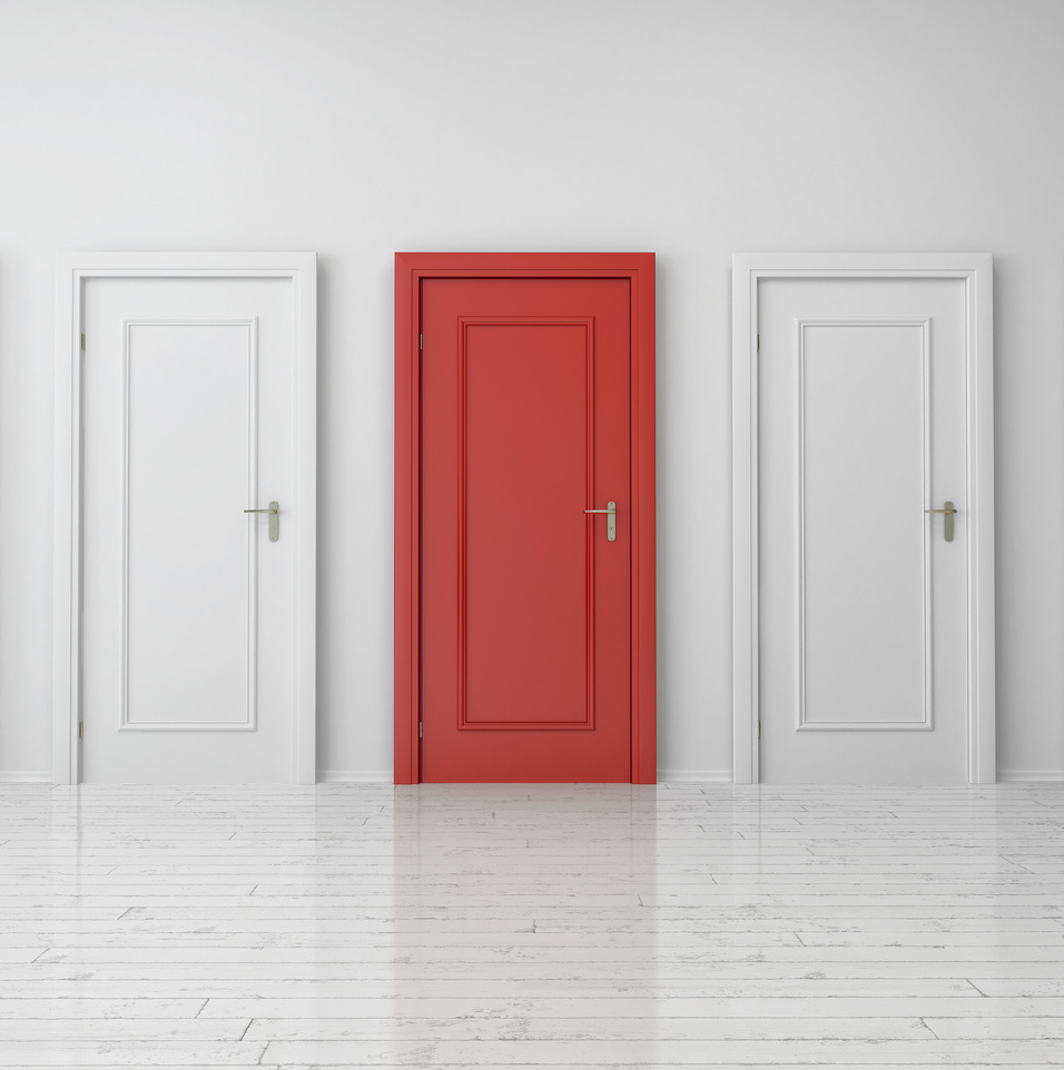 Red and White Interior Closed Doors